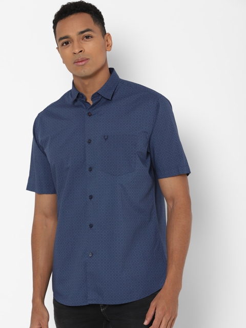 

Allen Solly Men Navy Blue & Black Slim Fit Ethnic Printed Cotton Casual Shirt