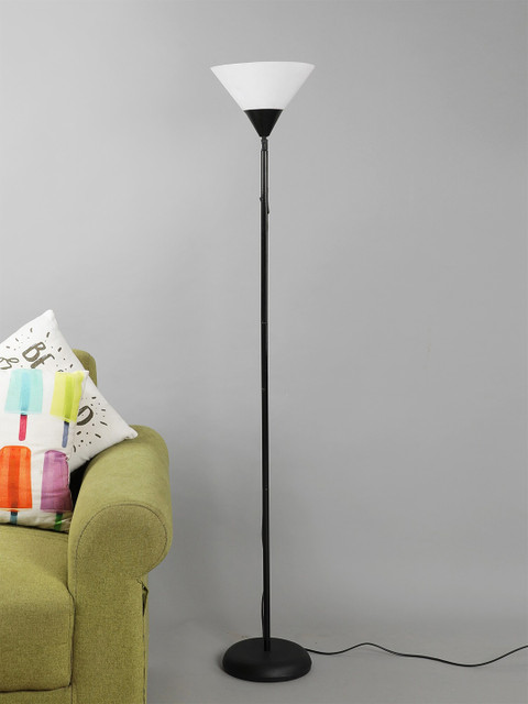 

SANDED EDGE Black & White Solid Contemporary Floor Lamp with Shade