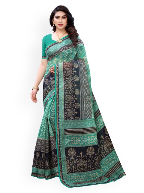 

KALINI Green Printed Polycotton Saree
