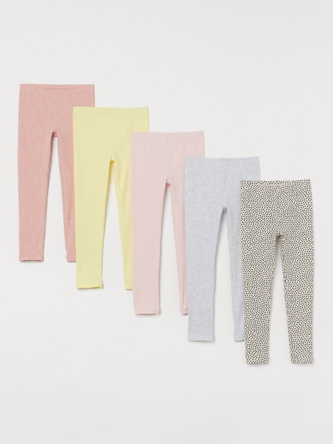 

H&M Girls Solid 5-Pack Jersey Leggings, Pink
