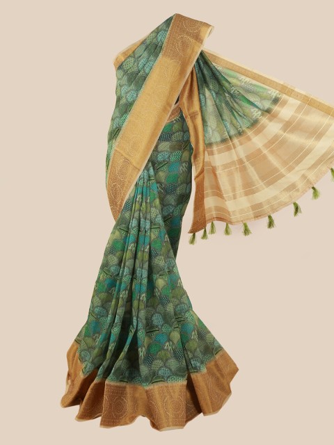 

Pothys Multicoloured Printed Chanderi Cotton Saree, Multi