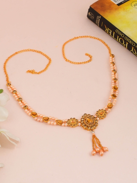 

Silvermerc Designs Gold-Plated Pearl-Beaded & Studded Kamarbandh