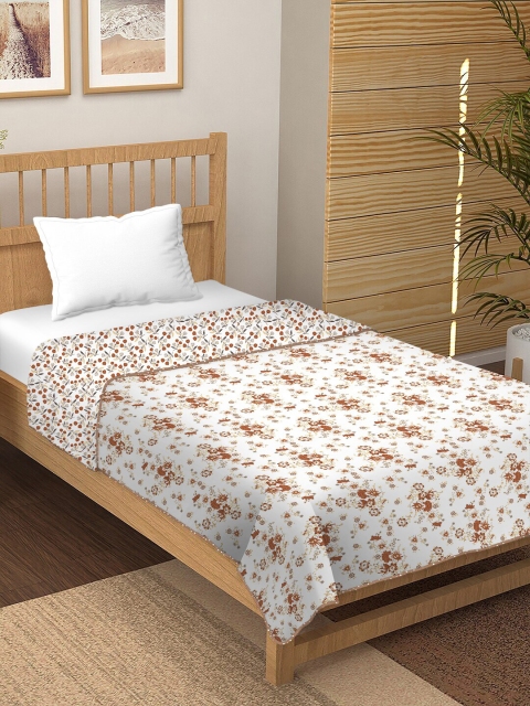 

BELLA CASA White & Brown Floral AC Room 180 GSM Single Bed Dohar