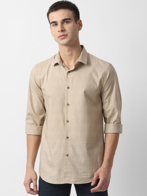 

Louis Philippe Sport Men Beige & Navy Blue Checked Slim Fit Casual Shirt