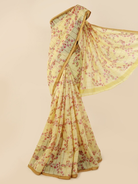 

Pothys Yellow Printed Jute Cotton Saree
