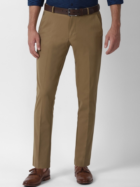 Louis Philippe Sport Men Khaki Solid Slim Fit Formal Trousers