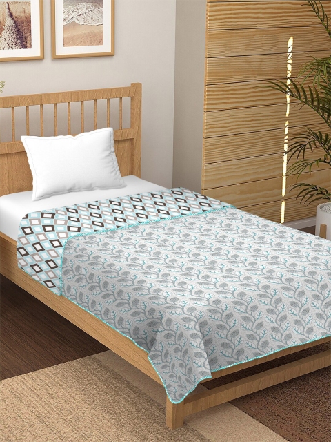 

BELLA CASA Blue & White Floral AC Room 180 GSM Single Bed Dohar