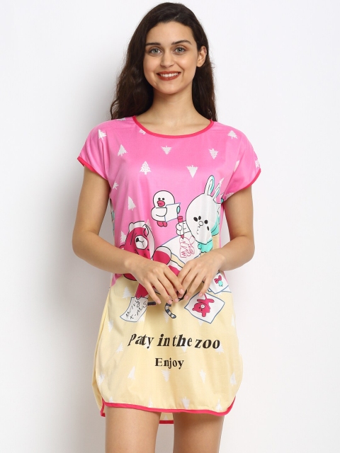 

NEUDIS Pink & White Printed Cotton Nightdress