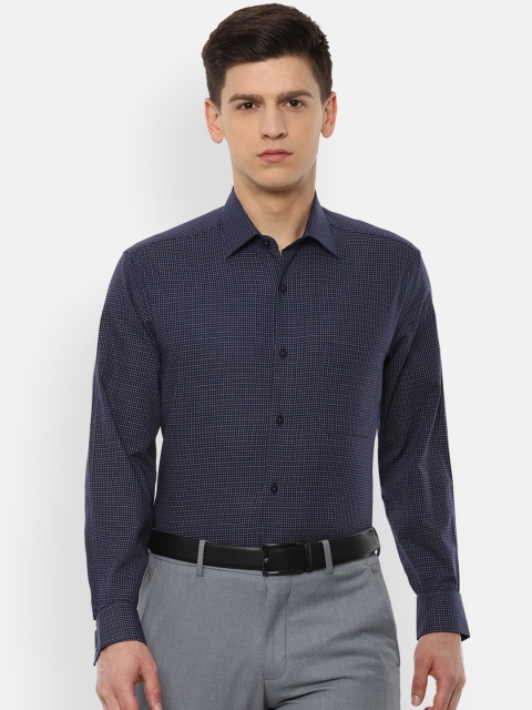 

Louis Philippe Men Navy Blue & White Slim Fit Checked Pure Cotton Formal Shirt