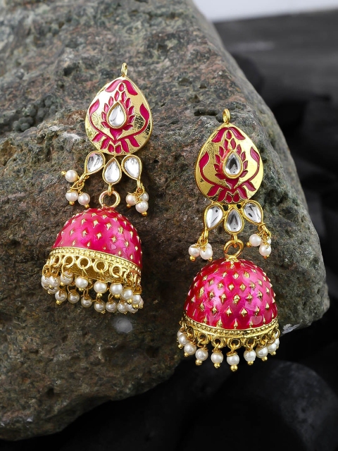 

Silvermerc Designs Pink Dome Shaped Jhumkas
