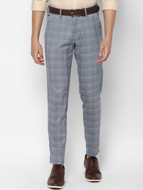 

Allen Solly Men Grey Slim Fit Checked Formal Trousers