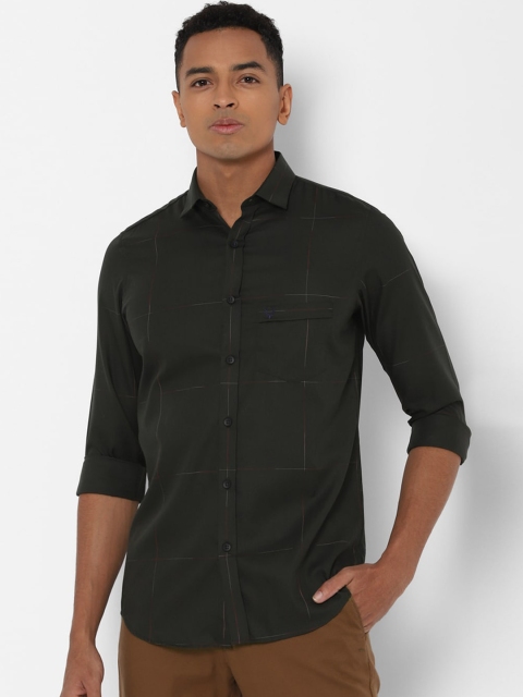 

Allen Solly Men Olive Green Slim Fit Abstract Print Cotton Casual Shirt