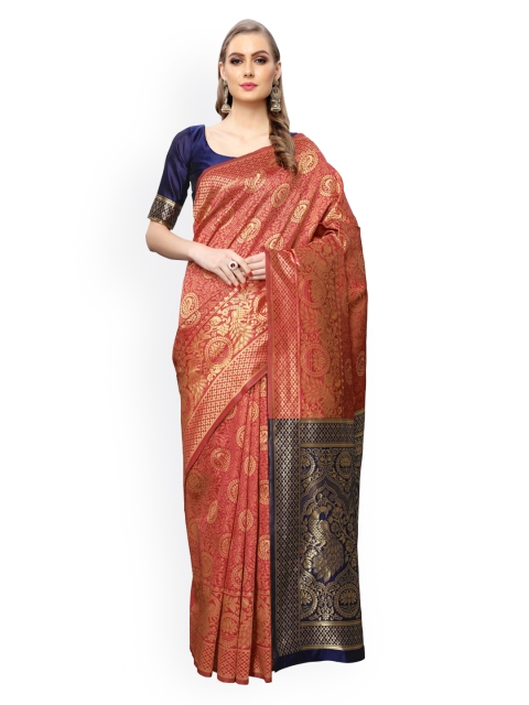 

KALINI Maroon & Navy Blue Poly Silk Woven Design Banarasi Saree