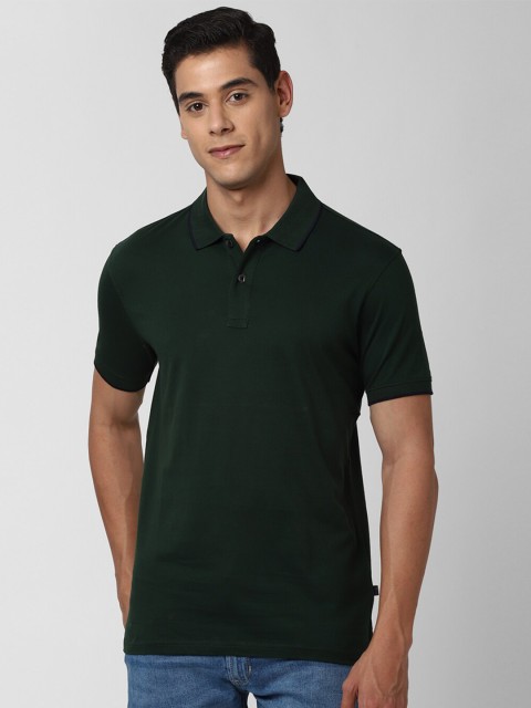 

Peter England Casuals Men Olive Green Solid Polo Collar T-shirt