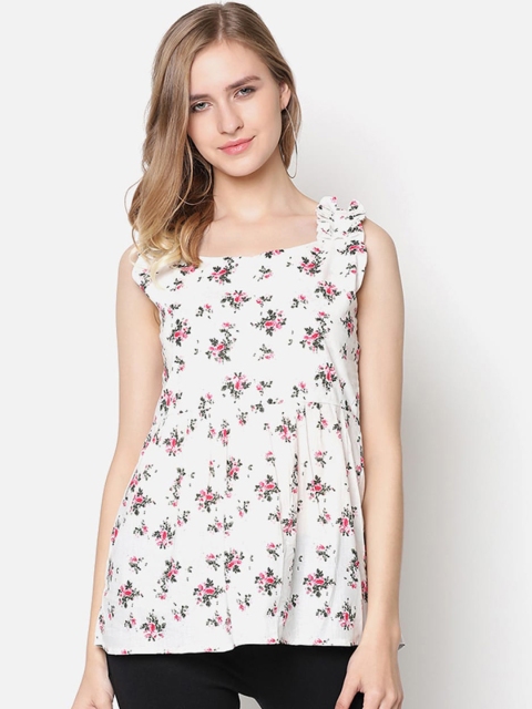 

V2 Value & Variety White Floral A-Line Top