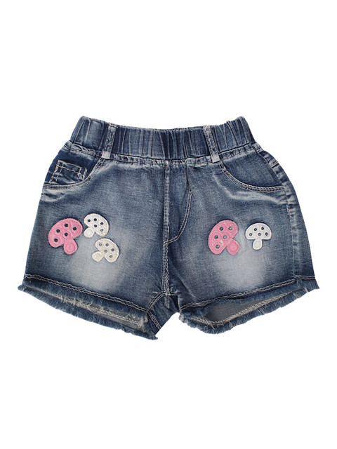 

Lil Lollipop Girls Blue Solid Regular Fit Denim Shorts