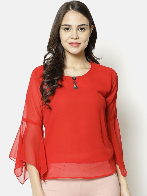 

V2 Value & Variety Red Crepe Regular Top