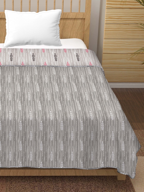 

BELLA CASA White & Grey Geometric AC Room 300 GSM Single Bed Dohar