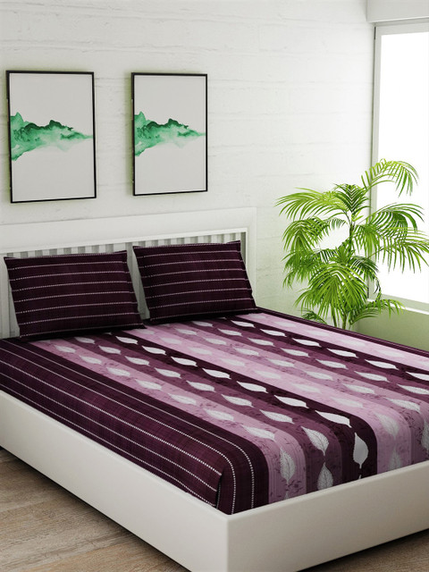 

Salona Bichona Unisex Burgundy Abstract Cotton Printed 1 King Bedsheet With 2 Pillow Cover