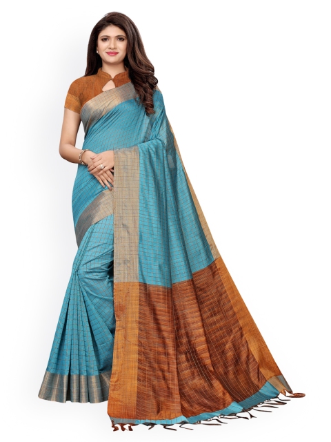 

KALINI Blue Woven Design Chanderi Saree