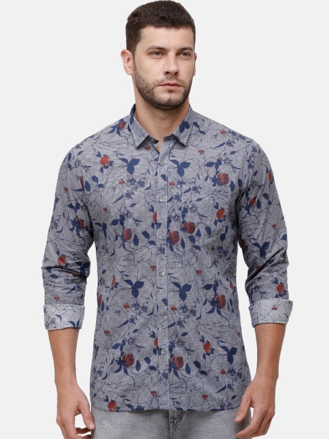 

Alan Scott Men Blue Regular Fit Printed Pure Cotton Casual Shirt