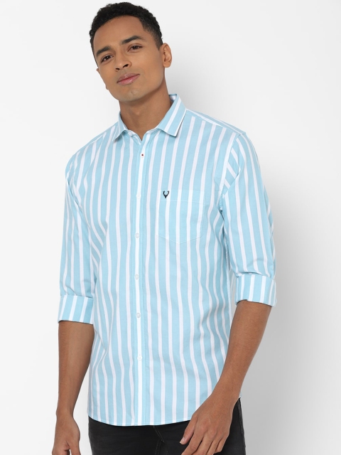 

Allen Solly Men Blue & White Slim Fit Striped Cotton Casual Shirt