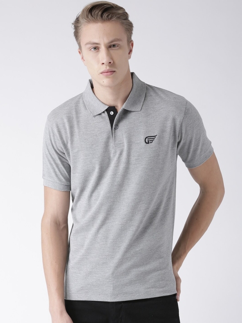 

GRIFFEL Men Grey Solid Polo Collar T-shirt