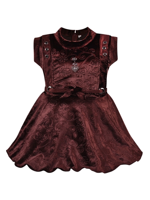 

Wish Karo Brown Floral Velvet Silk Dress
