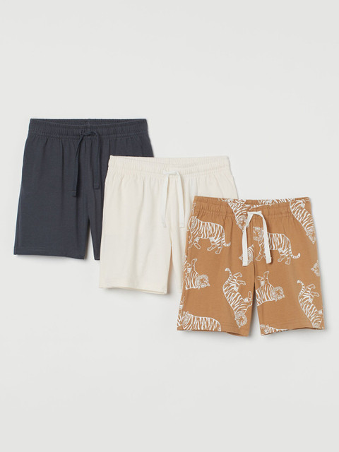 

H&M Boys 3 Pack Cotton Jersey Shorts, Off white