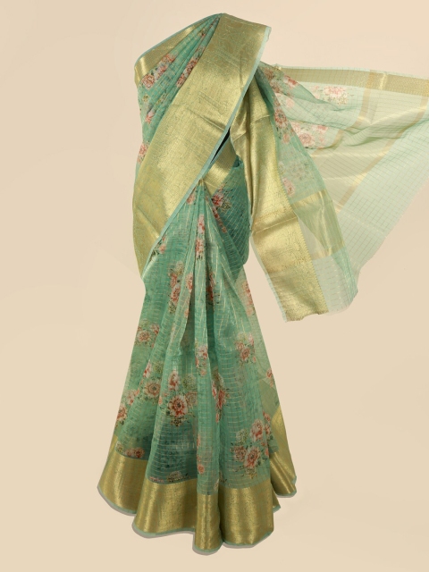 

Pothys Blue Printed Tissue Saree