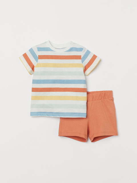 

H&M Boys Blue & Orange Striped 2-Piece Cotton Jersey Set