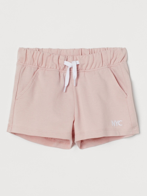 

H&M Girls Pink Solid Cotton Sweatshirt Shorts