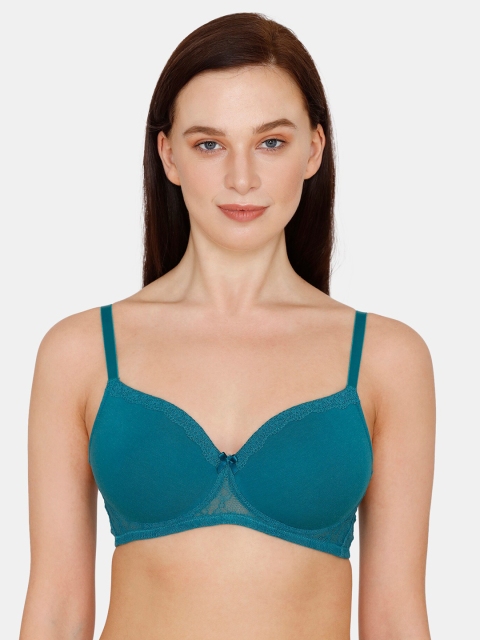 

Zivame Teal Solid Non-Wired Lightly Padded T-shirt Bra ZI1662FASHCBLUE-Blue