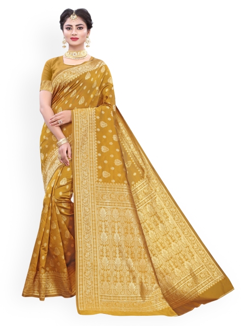 

KALINI Mustard Poly Silk Woven Design Banarasi Saree
