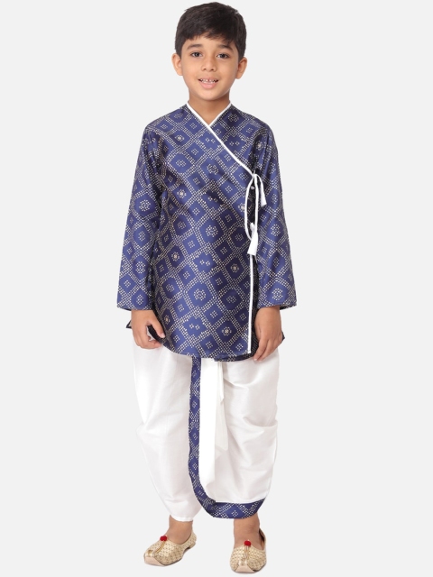 

TABARD Boys Blue Printed Kurta with Dhoti Pants