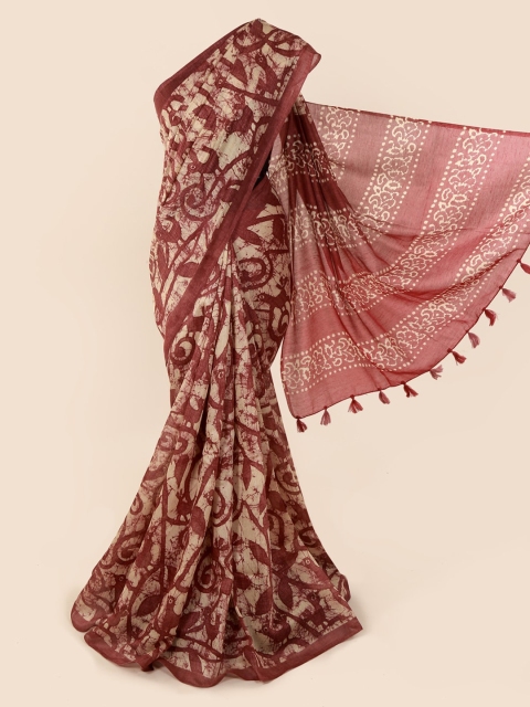 

Pothys Brown & Beige Jute Cotton Printed Saree