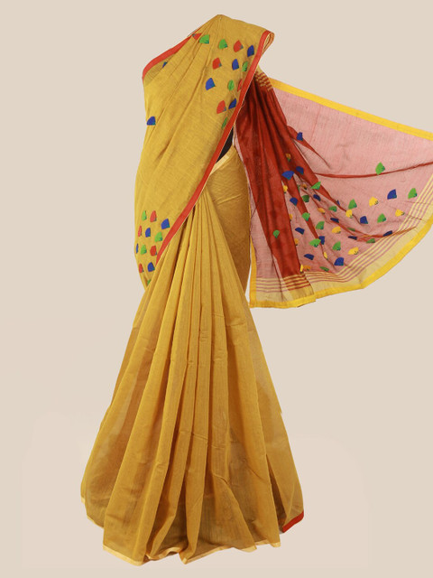 

Pothys Mustard Woven Design Saree