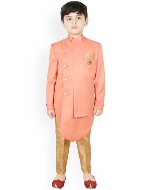 

SG YUVRAJ Boys Orange Sherwani With Trouser