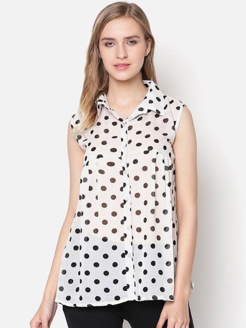 

V2 Value & Variety White Crepe Shirt Style Top