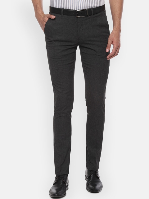 

Louis Philippe Men Charcoal Grey Slim Fit Checked Formal Trousers