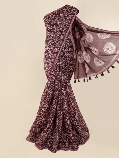 

Pothys Brown Printed Jute Cotton Saree