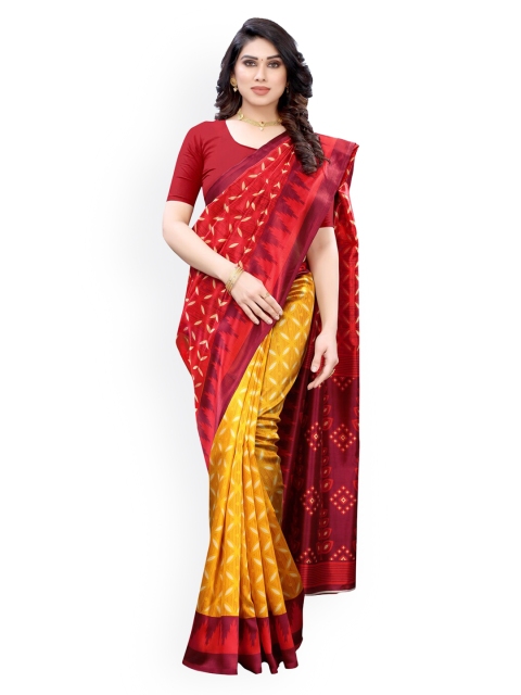 

KALINI Red & Yellow Poly Silk Printed Saree