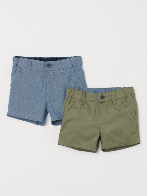 

H&M Boys Blue & Green Solid 2-Pack Chino Shorts