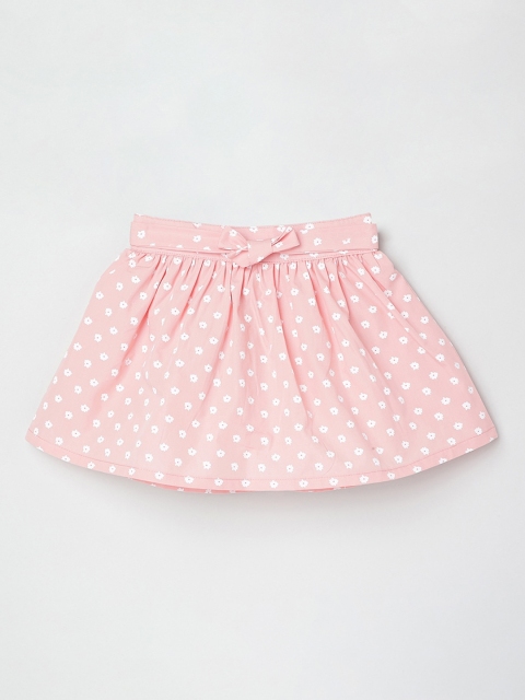 

max Infant Girls Pink & White Floral Printed Flared Mini Skirt