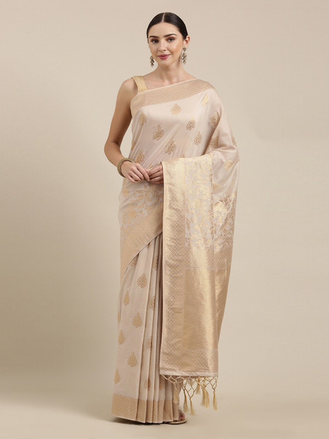 

Soch Cream-Coloured Woven Design Liva Saree With Tasseled Pallu