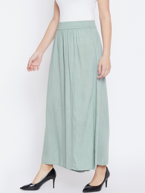 

PANIT Women Green Solid Flared Palazzos