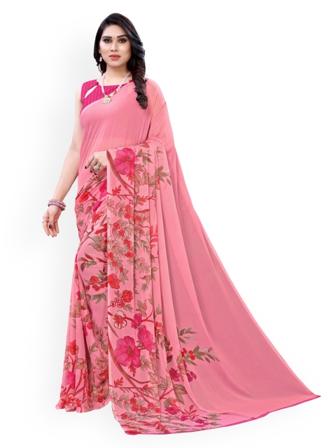 

KALINI Pink Printed Poly Chiffon Saree