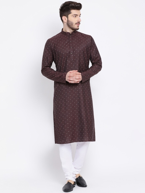 

NAMASKAR Men Brown Ethnic Motifs Printed Kurta