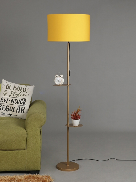

SANDED EDGE Gold-Toned & Yellow Solid Contemporary Floor Lamp with Shade
