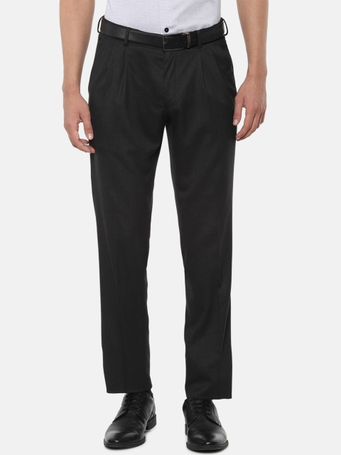

Louis Philippe Men Black Regular Fit Solid Formal Trousers